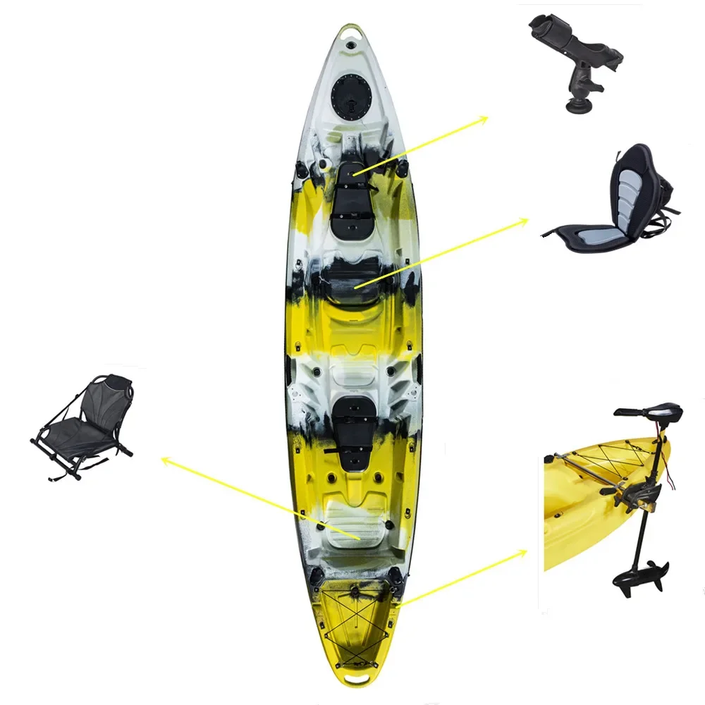 

2 Person Plastic Rigid Sit Ton Top Paddle Fishing Boat Kayak With Back Seat Chair Motor Accessories