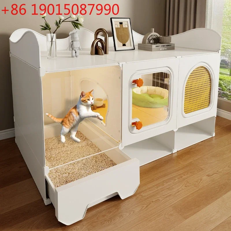 Cat cage, large free space, one room, one living room, one bathroom, cat nest, toilet integrated household, indoor