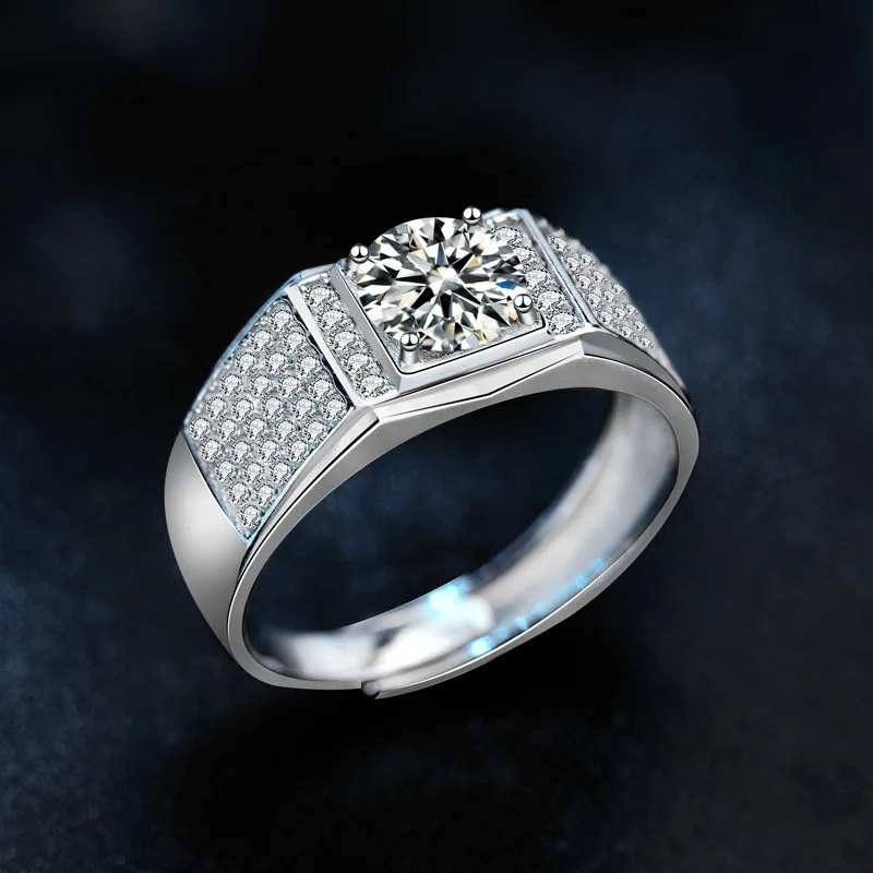 925 sterling silver full diamond inlaid moissanite ring, simulated diamond ring, open couple ring