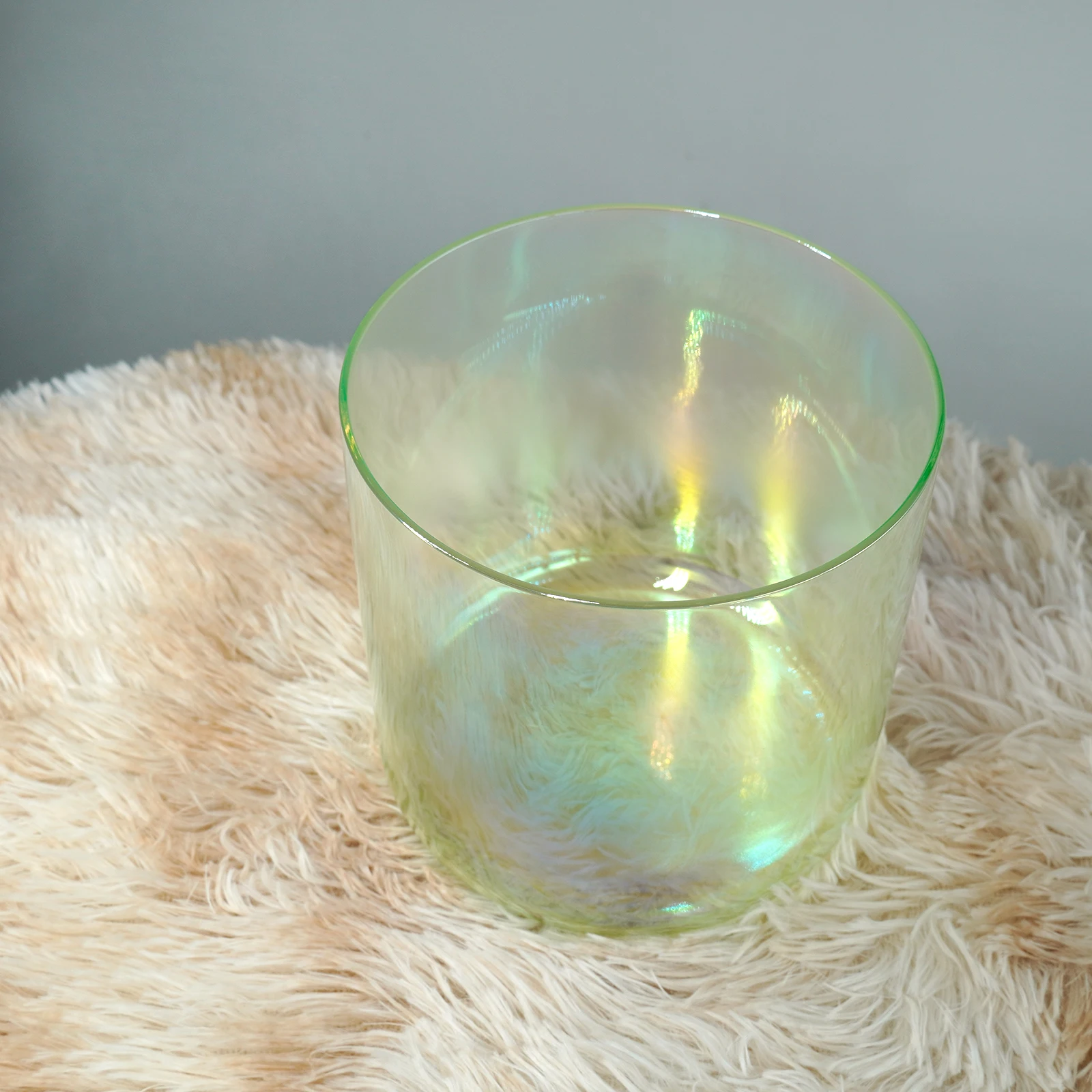 YUN QI QING YIN 6 Inch Green Cosmic Light Clear Crystal Singing Bowl ABCDEFG Tuned Note Yoga Sound Therapy Bowl Includes Mallet
