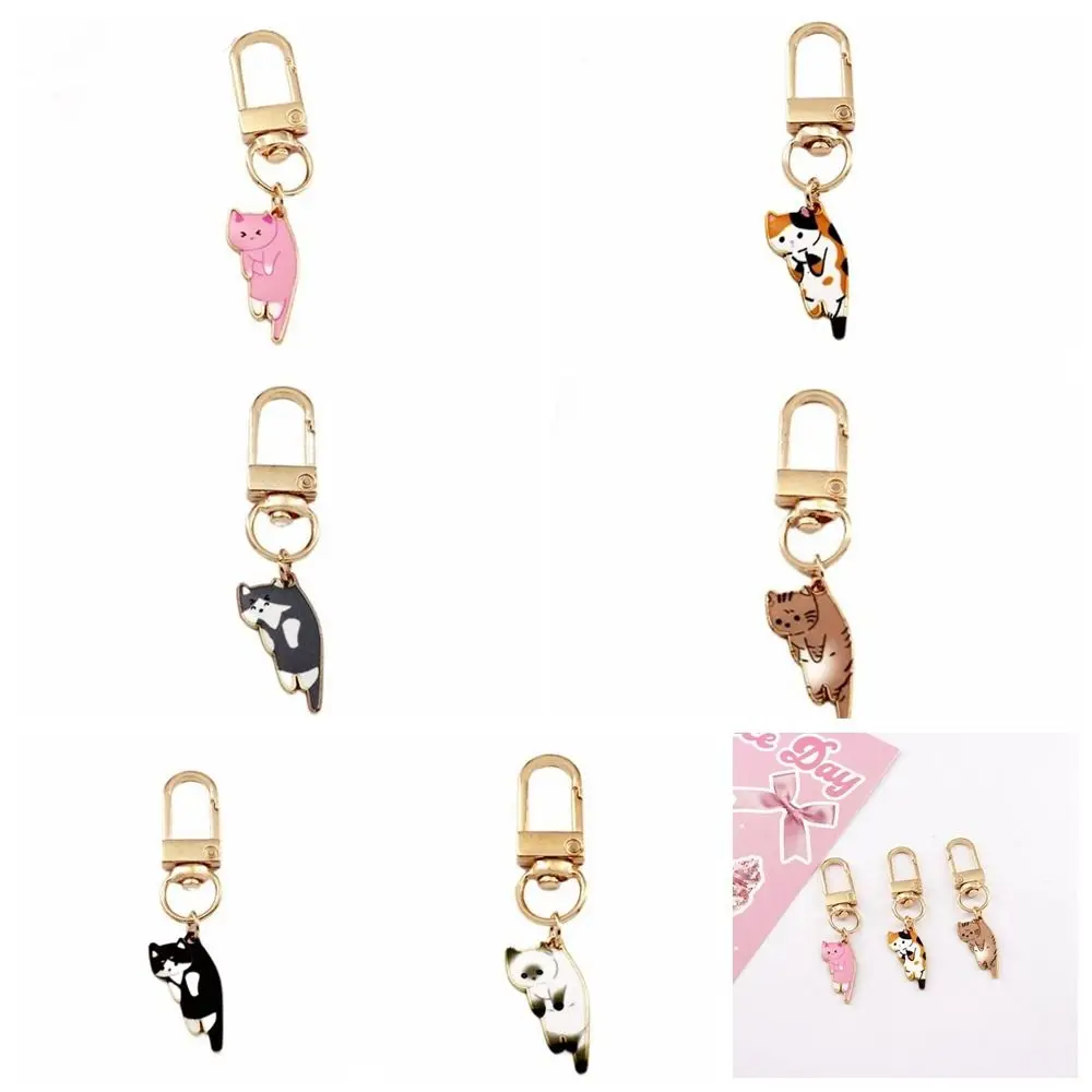 Cartoon Korean Style Kitten Charm Alloy Keychains Animal Alloy Baked Lacquer Dripping Oil Activity Gifts