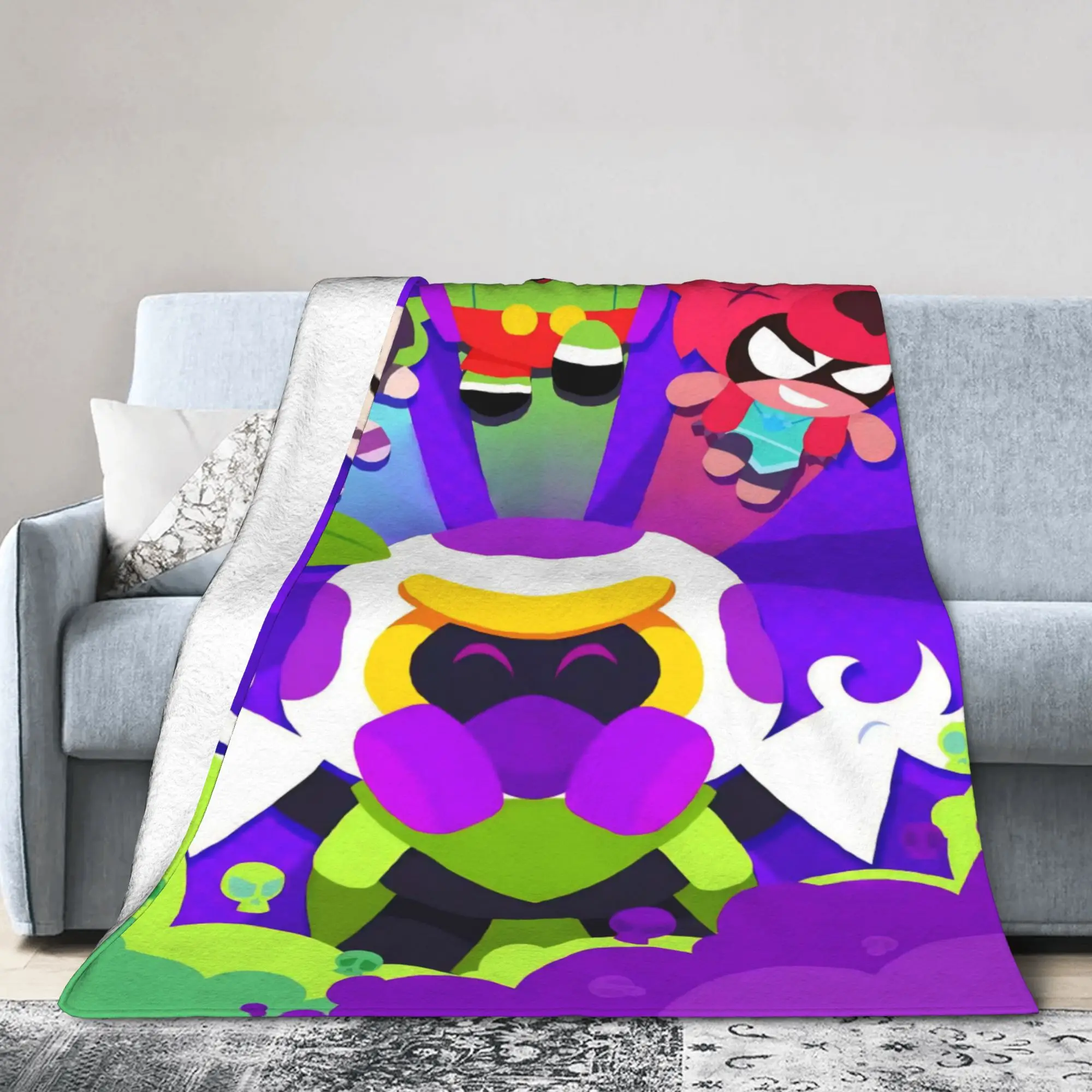Sandy Leon Spike Game Blankets Fleece Print  Portable Warm Throw Blanket for Sofa Office Rug Piece