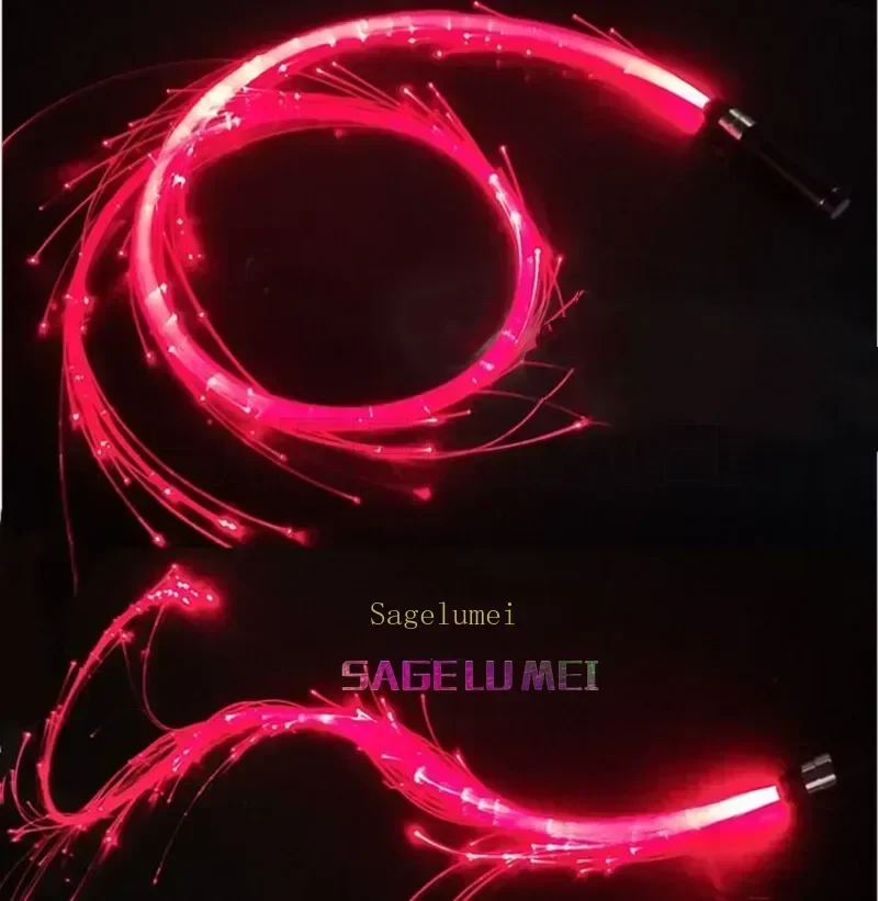 USB Rechargeable LED Fiber Optic Whip Light 360° Swivel Optical Whips Multicolor Disco Dance Glow Whip Sparkle Flow Party String