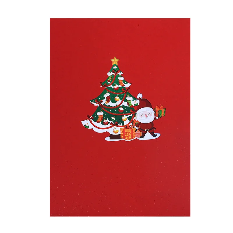 10pcs Handmade Snowman Christmas Tree Ornaments 3D Pop UP Greeting Invitation Card Wish Mom Thanks Wedding Birthday Party Gift