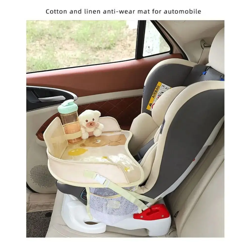 Adjustable Cartoon Baby Car Seat Tray Bear Rabbit Holder Desk Snack Tray PVC Car Tray Table Car Storage Organizer