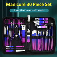 Colorful 30 Pcs Set Stainless Steel Colorful Nail Clippers Set Manicure Tools Package with Home Travel Beauty Care Set