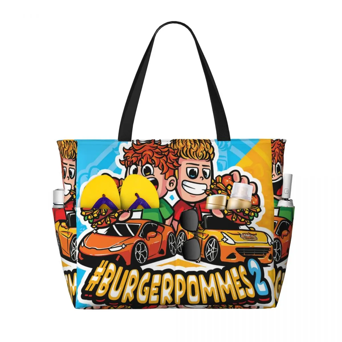 

LukasBS Burgerpommes ICrimax Game Beach Tote Bag Sport Gym Yoga Duffle Large Tote Bag Women Travel Bag Fitness bag