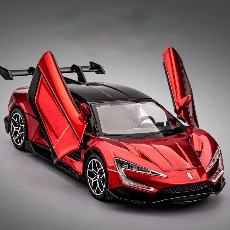 1/32 BYD Yangwang U9 سبيكة سيارة رياضية نموذج Diecasts المعادن المسار سباق المركبات نموذج سيارة محاكاة ضوء الصوت الاطفال اللعب هدية