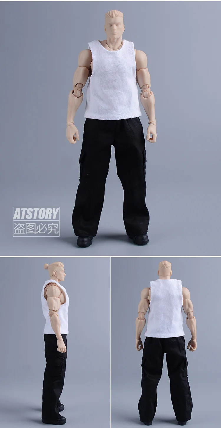 ATStory 1/12 Scale Male Soldier Fashionable Casual Versatile Loose Straight Through Work Pants Fit 6