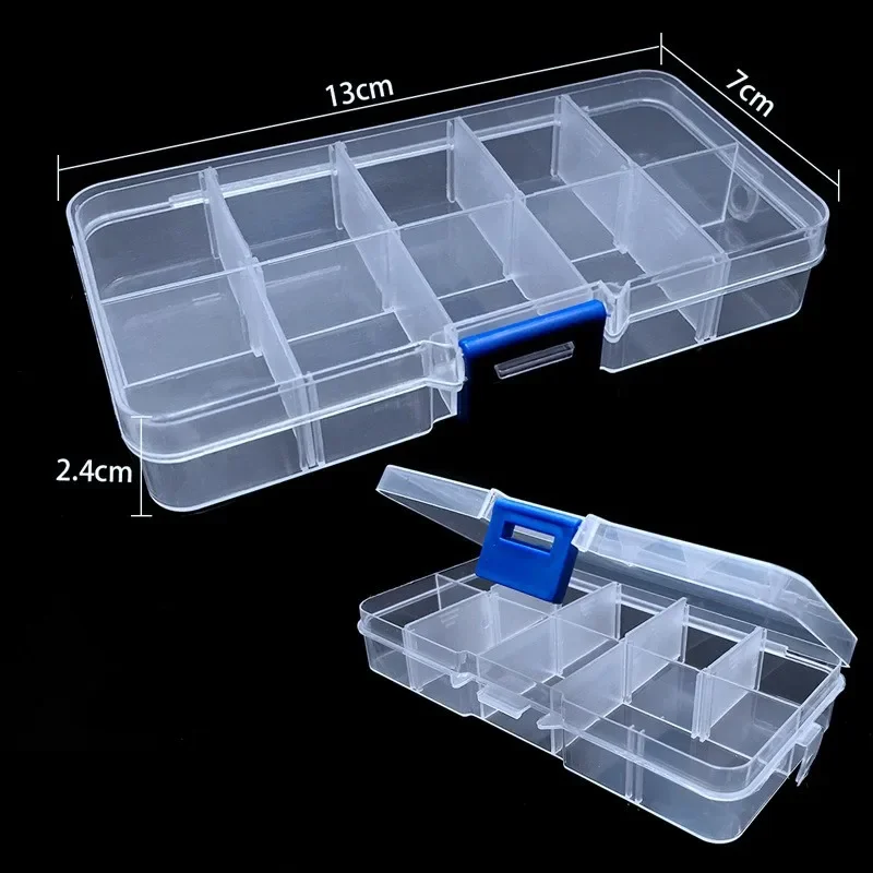 Transparent Plastic Storage Jewelry Box Compartment Adjustable Container For Beads Earring Box For Jewelry Rectangle Box Case