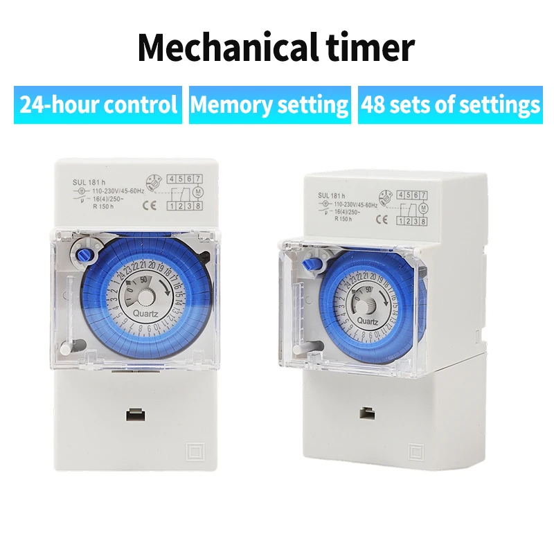 SUL181H 24H Mechanical Timer Switch 100-230VAC Din Rail Time Switch 30min Setting For Light/LED/Advertising/Industrial