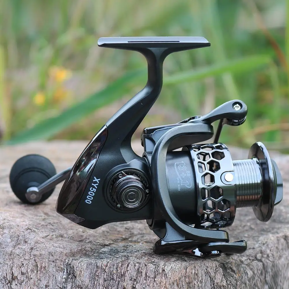 Sougayilang Spinning Fishing Reel 13+1BB Aluminum Alloy Spool Fishing Reel 12KG Max Drag 5.5:1 High Speed Ratio Carp Reel Pesca