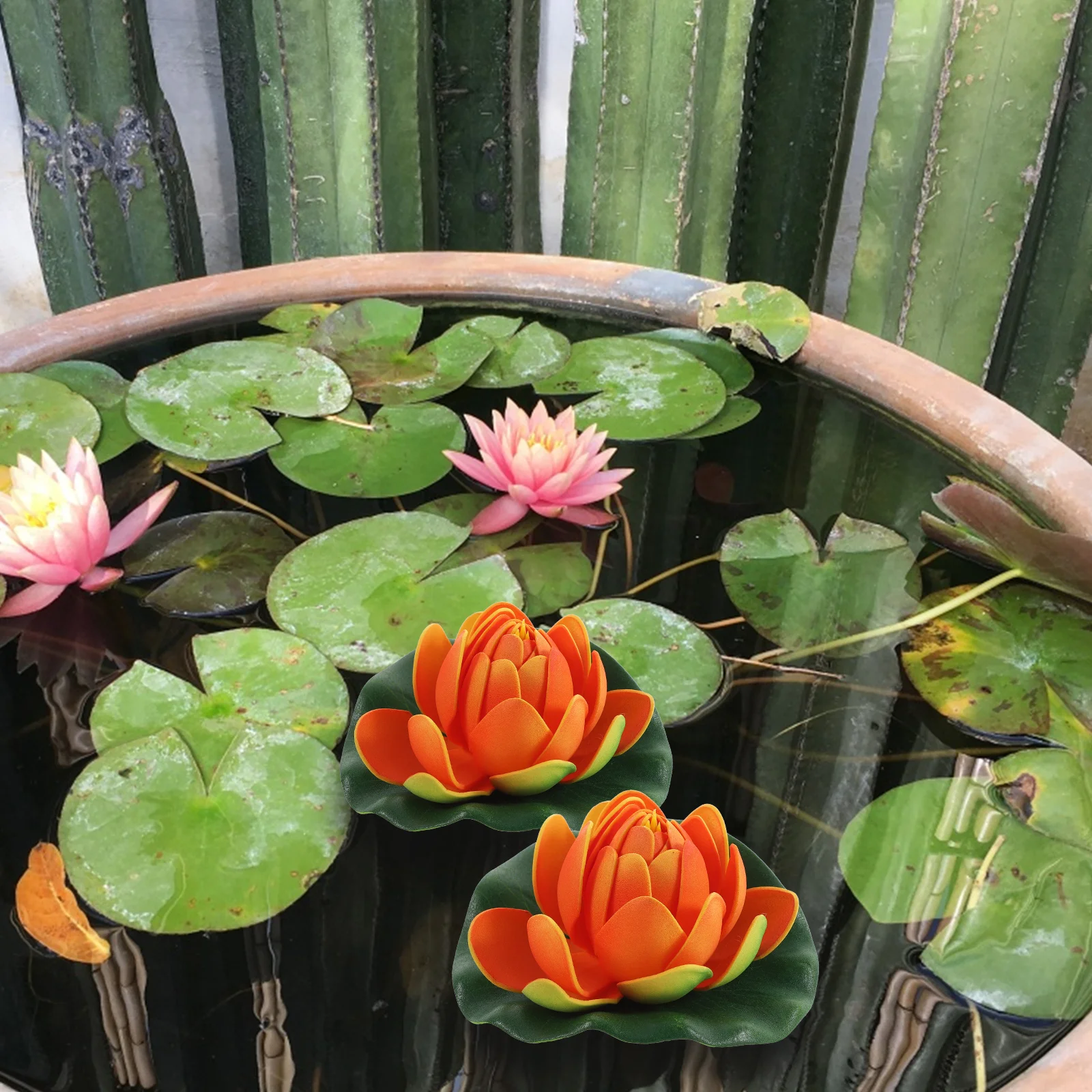 

5pcs Artificial Floating Lotus Flowers Pink 10cm Pool Pond Garden Decor Artificial Pond Plants Plastic Water Lilies Simulation