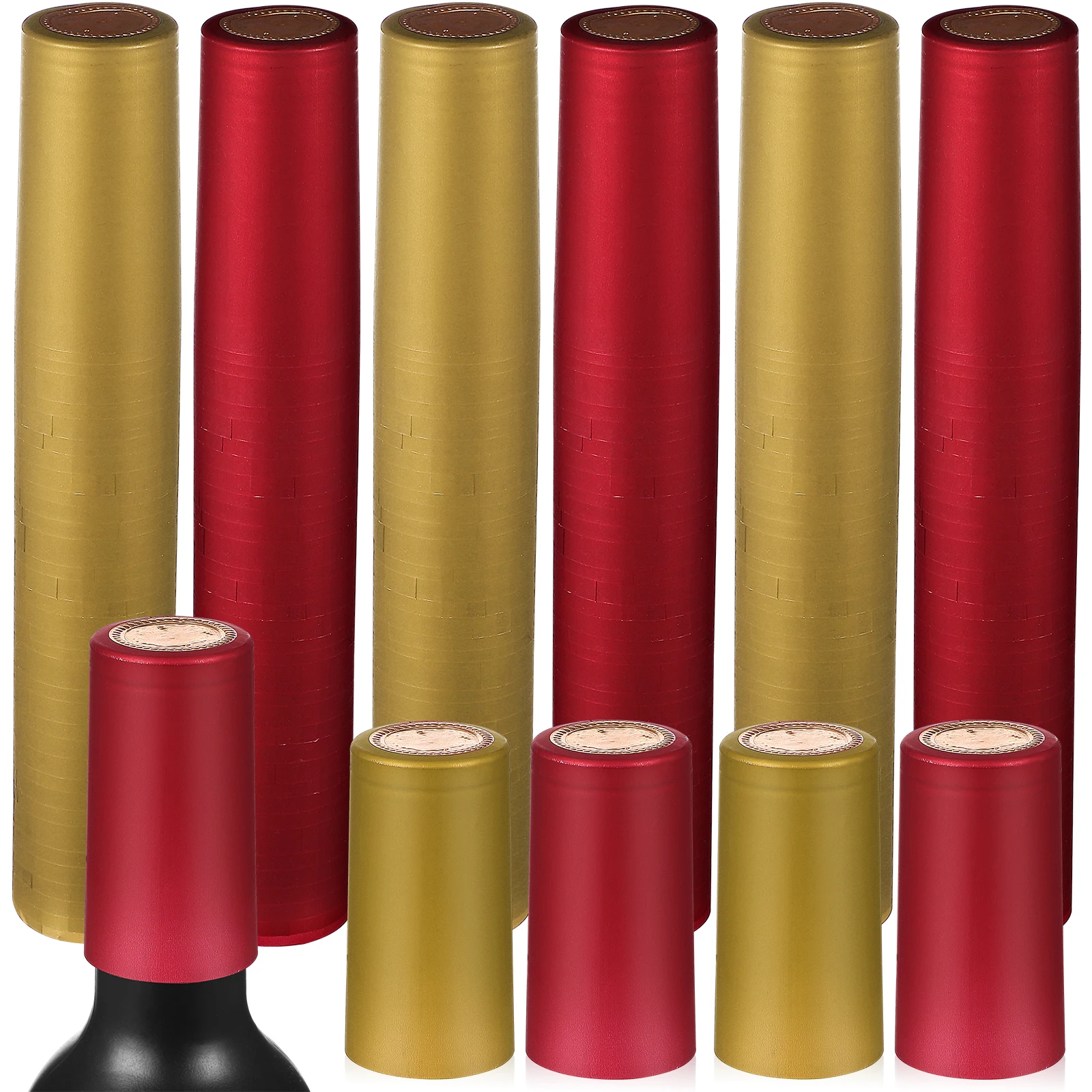 

200 Pcs Red Bottle Sealing Film Caps PVC Plastic Heat Shrink Capsules Bright Color Design Home Office Use