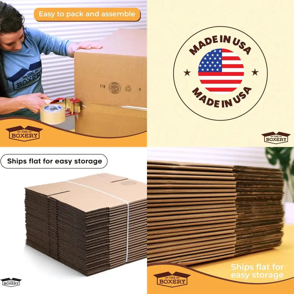 

18x14x14 Inches Brown Corrugated Cardboard Boxes, 25-Pack - Strong, Eco-Friendly, Recyclable, Made in USA for Shipping, Packing,