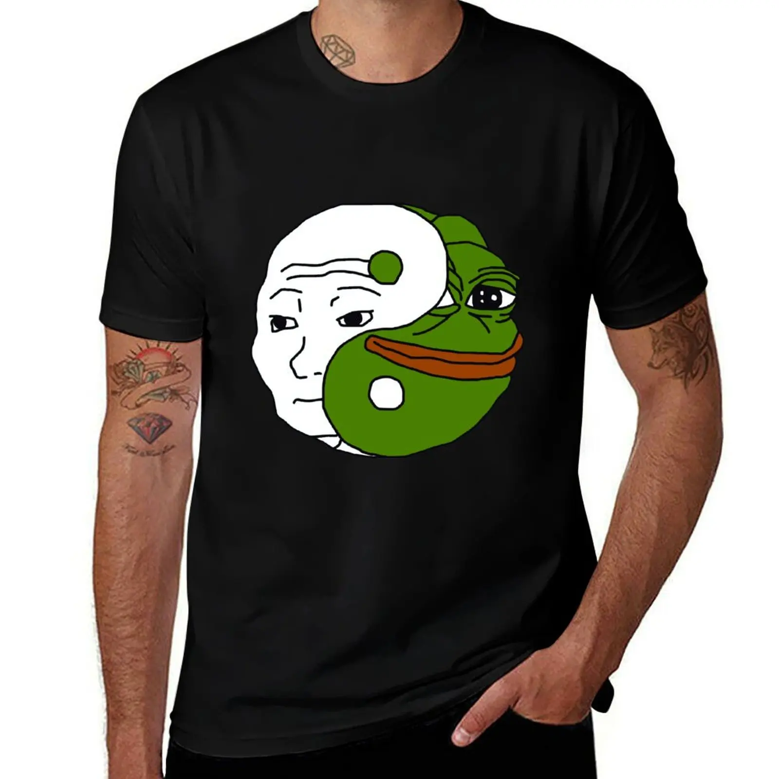 

Инь Ян-Пепе Мем футболка мужская роскошная футболка мужская 100% хлопок люксовый бренд мужская футболка дизайнерская футболка