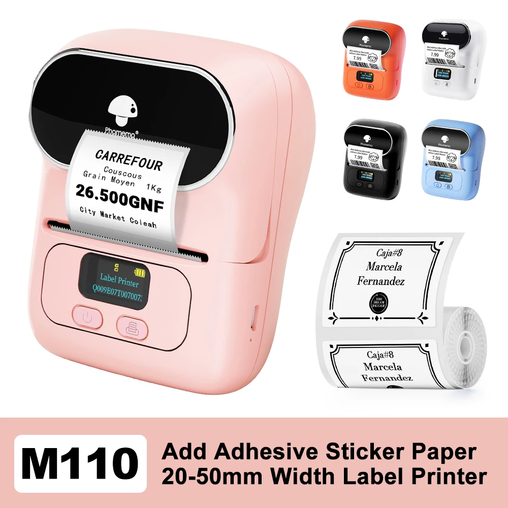 M110 Label Makers - Barcode Label Printer Bluetooth Label Maker Portable Thermal Printer for Small Business, Address, Barcode