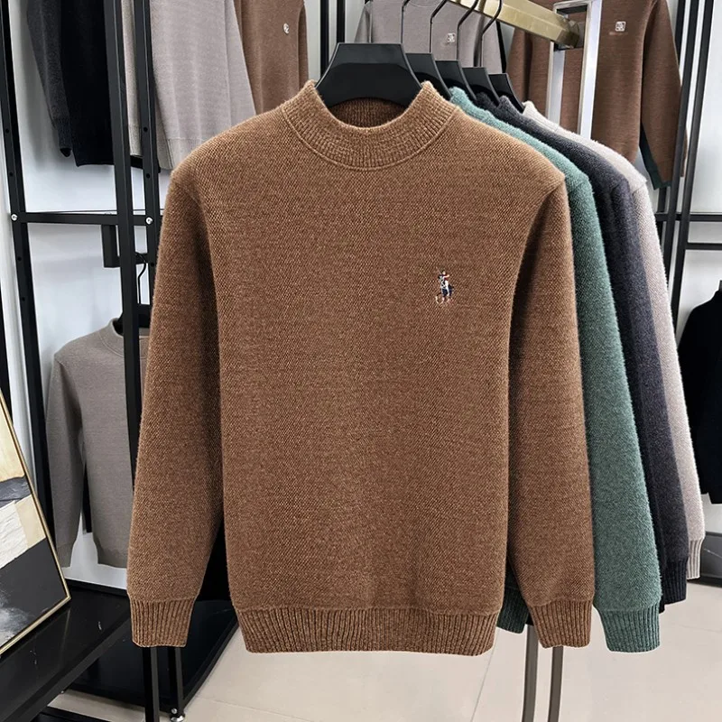 المصمم الجديد المهر المطرزة الرجال سترة الراقية الفاخرة العلامة التجارية الراحة جولة الرقبة عارضة الدافئة الأزياء بول بلوفر مغزول #5