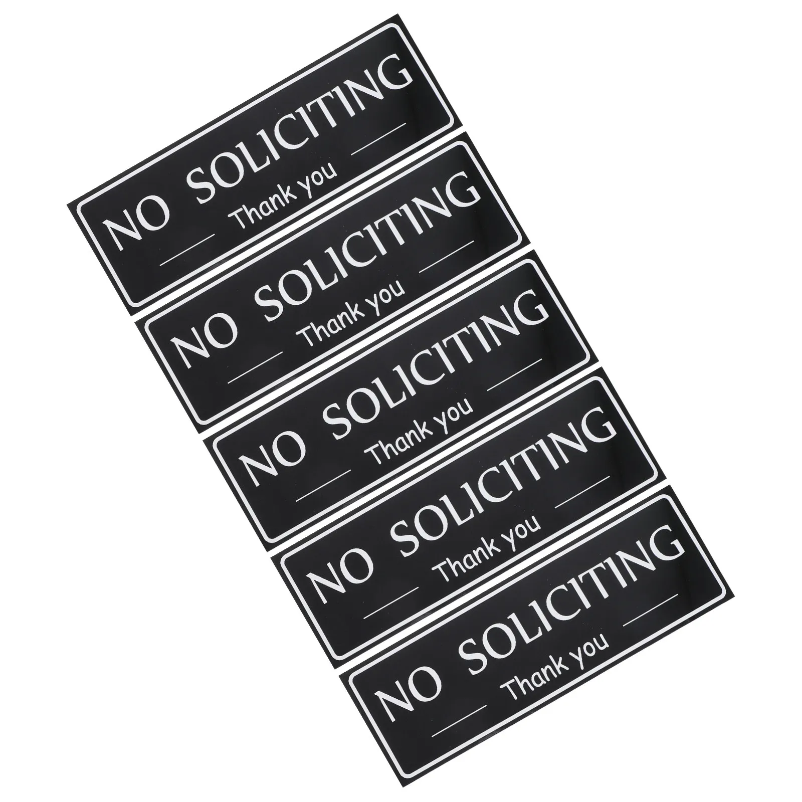 5Pcs No Soliciting Decal for Glass Door Waterproof Self-Adhesive Peel Stick Door Sign for Home Office Private Residence