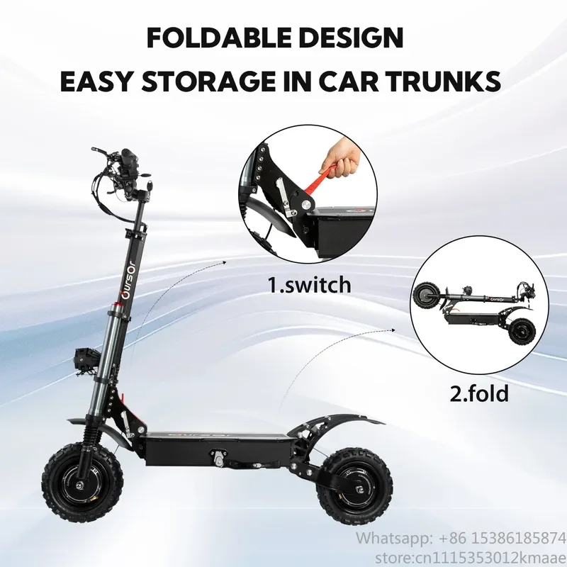 Vequyn Electric Scooter 6000W Foldable Fast Unisex Adult E-Scooter Aluminum Alloy Frame Waterproof 150kg Capacity