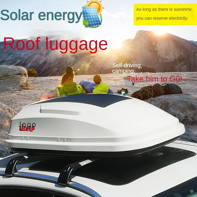 410L 20W Solar Roof Luggage Suv Flat Ultra-thin Non-punching Car Storage Suitcase for Large, Medium and Small Cars