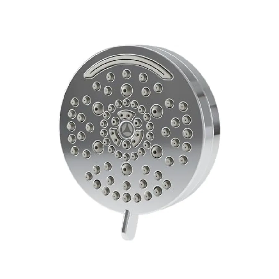 

Bathroom showerhead, brass, polished chrome, high-pressure 7-mode adjustable spray with contemporary round design and 4-inch di
