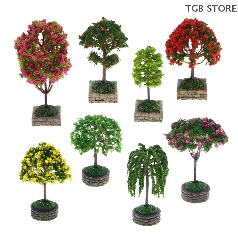 1 Stücke 1:12 Miniatur Orange Baum Landschaft Garten Dekor Zubehör Für Puppenhaus Dekoration