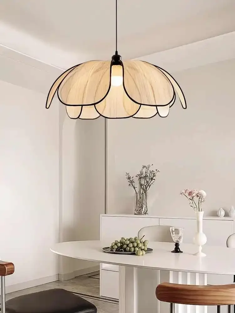 Vintage Designed Hand-Woven Fabric Lotus Chandelier for Dining Room Study room living room decor