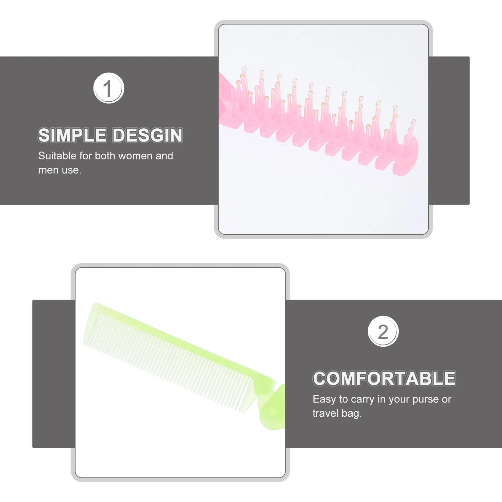 

3Pcs Portable Folding Hair Brushes Anti-Static Compact Foldable Pocket Combs Small Travel Hairstyle Brushes for Everyday Use