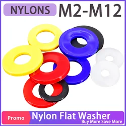 M2~M20 Nylon Flat Washers Black/White/Red/Yellow/Blue plastic plain Waterproof Sealing Hard Spacer Insulation Gaskets For Screws