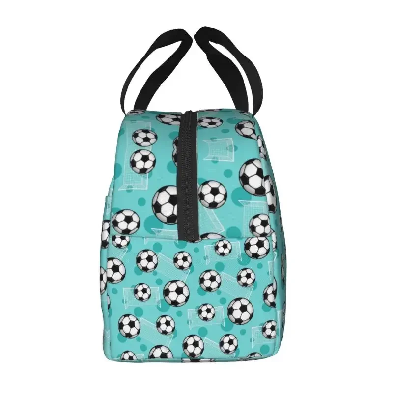 Custom Soccer Ball Pattern Insulated Lunch Bag Leakproof Cooler Thermal Football Lunch Box Children Food Container Tote Bags