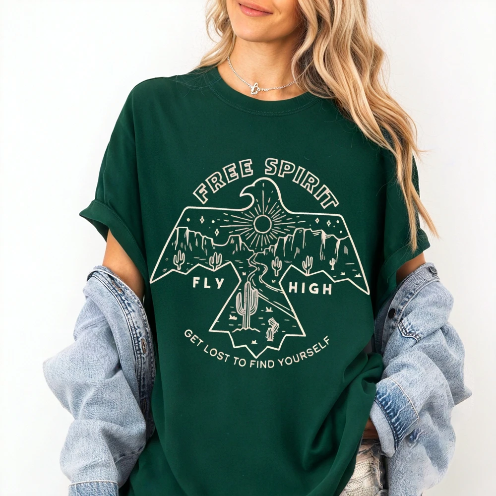 

Free Spirit Fly High Graphic Shirt For Wemen Men Unisex Tee Shirt Style Baggy Comfort Short Sleeve Tops Streetwear
