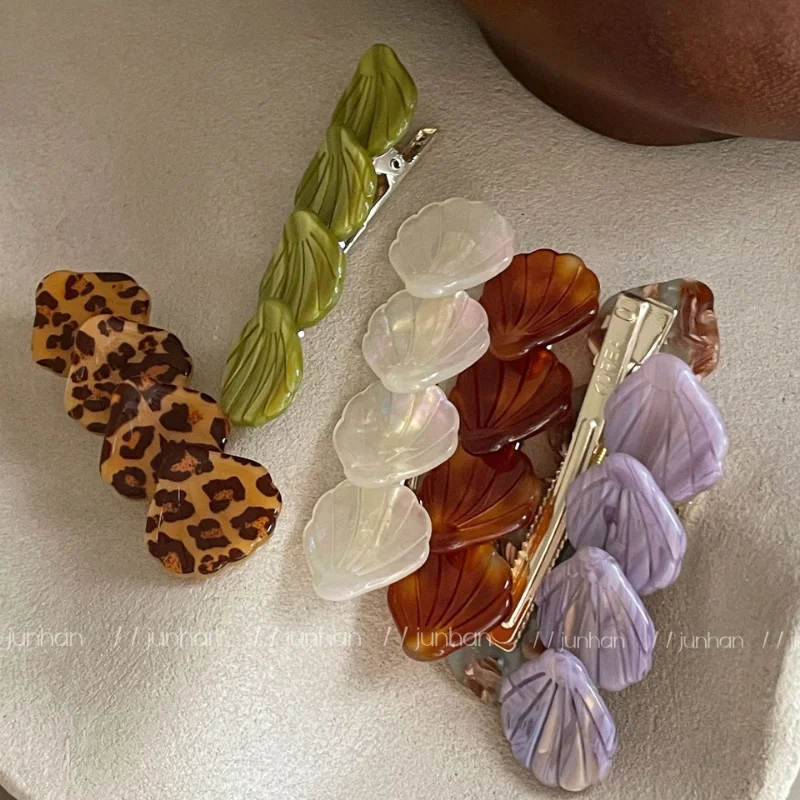 Western Style Niche Acetate Hairpin Duckbill Clip Textured Shell Side Clip Cropped Hair Clip Quality Hairpin Headwear