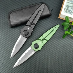 High Quality EDC PARAGOD Piranha Outdoor Tactical Folding Knife D2 Blade Aluminum Alloy Handle Camping Hunting Pocket Knives