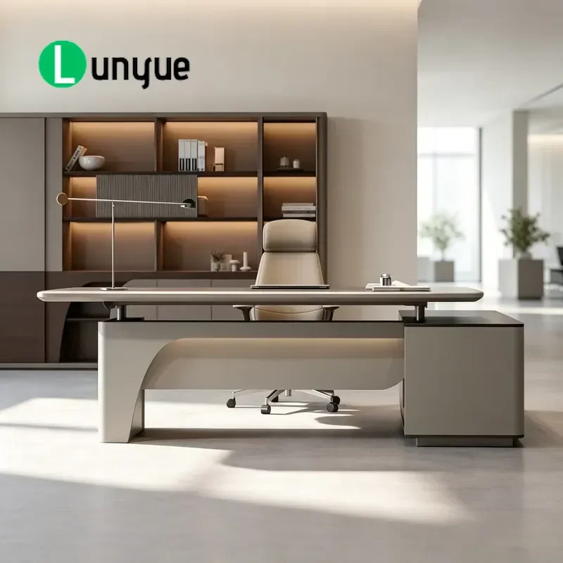 Electric Height Adjustable Standing Desk 2.4m Modern Executive Office Table for CEO Boss Workstation Ergonomic Computer Desk