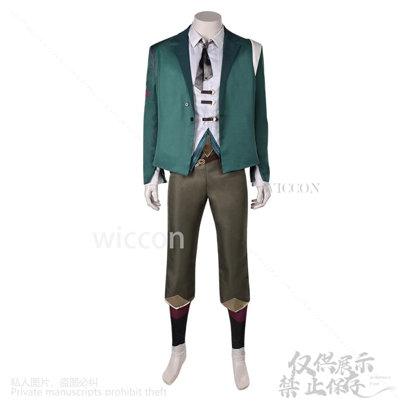 Anime Game LOL Movie Arcane 2 Cosplay EKKO Green Suit Pants Vest For Halloween Costume Christmas Party Cos Man Woman Customized
