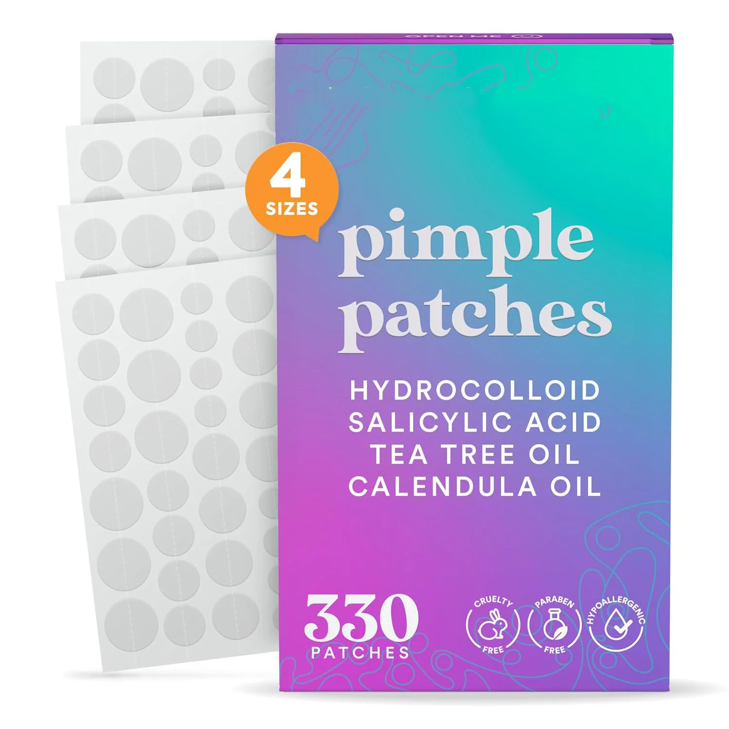 330 Parches para Granos Faciales con Ácido Salicílico, Aceite de Árbol de Té y Caléndula, Parches Hidrocoloides para el Acné
