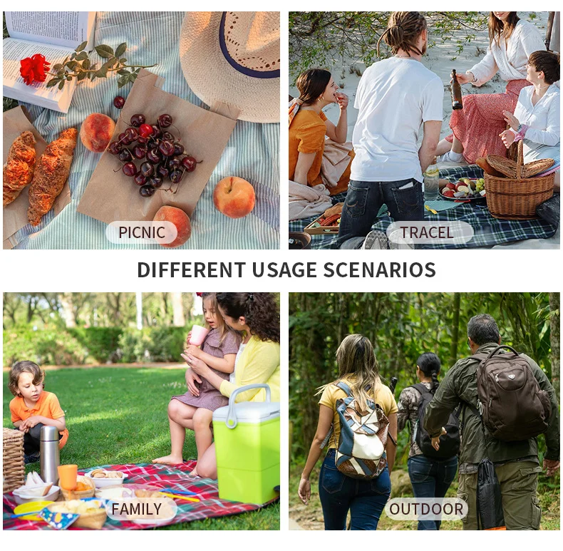 Tarnfarbene Outdoor-Picknicktasche mit doppelter Schicht, tragbare Isoliertasche, Camping-Lunchbag mit großem Fassungsvermögen, Outdoor-Kühltasche, Lunchbox – Detail 9