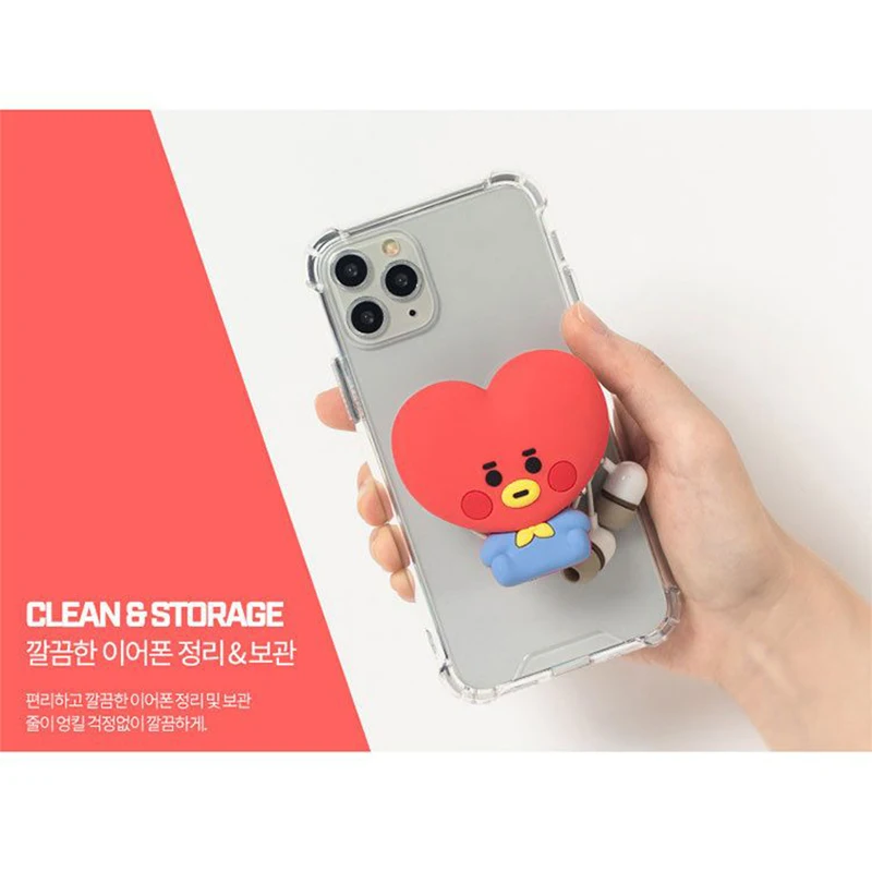 7Pcs New Kawaii Bt21 Small Animal Doll Mobile Phone Holder Creative Portable Air Bag Telescopic Holder Cartoon Accessories Gift