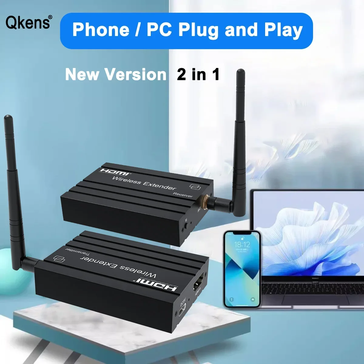 Extensor HDMI inalámbrico de 150M, transmisor y receptor de Audio y vídeo con espejo de pantalla para ordenador portátil, PC, cámara DVD, teléfono a proyector de TV