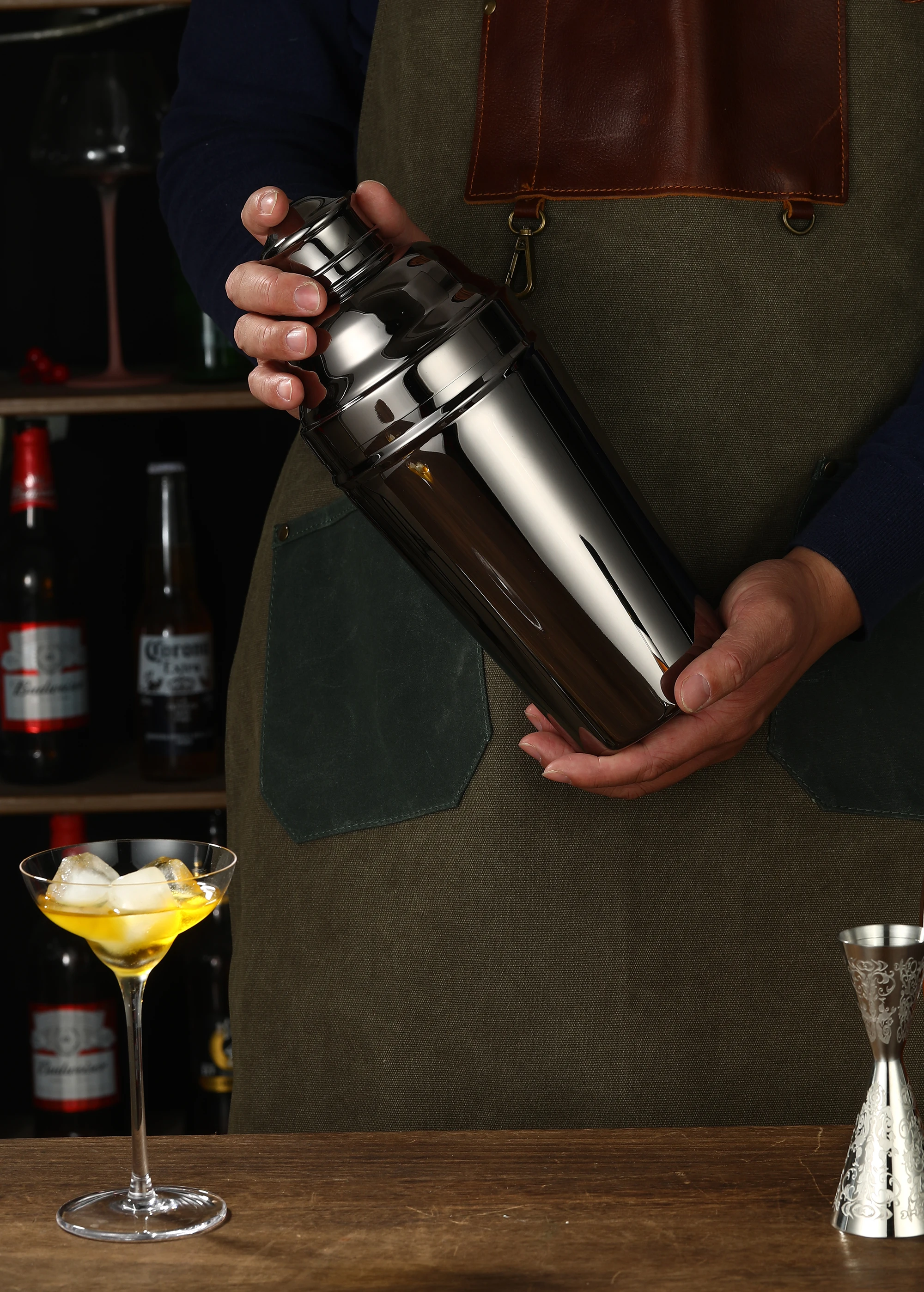 초대형 코블러 셰이커, 스테인리스 스틸 칵테일 셰이커, 61oz - 1.8L - 304