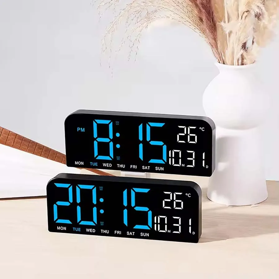 Large Screen LED Digital Bedside Alarm Clock With Temperature Calendar Electronic Table Date Display Home Decor