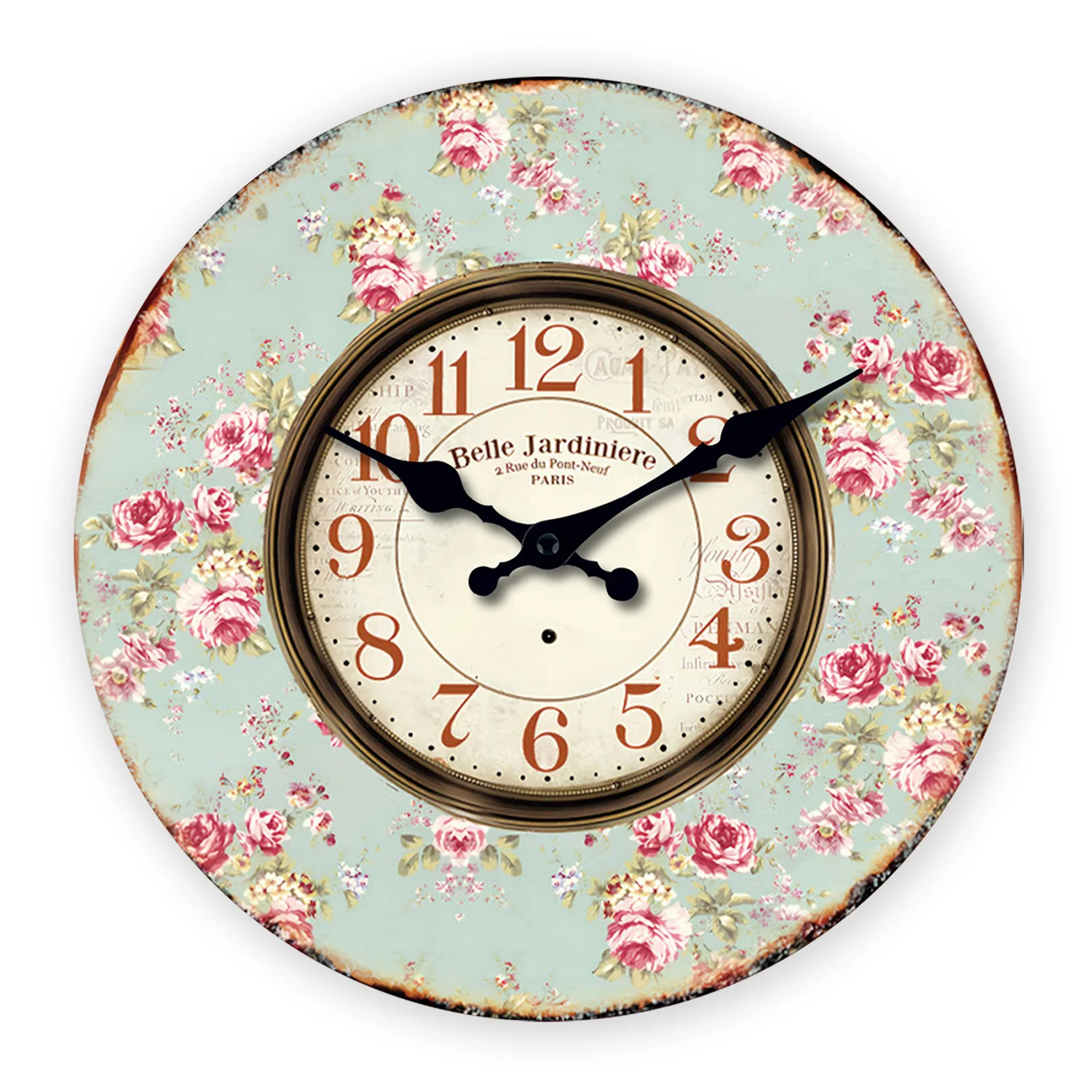 Retro elegante florale Holz-Wanduhr, Wohnzimmer, Schlafzimmer, Küche, Heimdekoration, Wanduhr, stille Quarzuhr, Weihnachtsgeschenk, 25,4 cm, 30,5 cm, 40,6 cm (ohne Batterien)