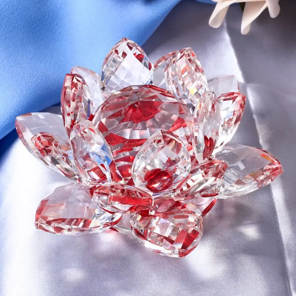 Feng shui Quarz Kristall Lotus Blume Handwerk Glas Briefbeschwerer Ornamente Figuren Hause Hochzeit Party Decor Geschenke Souvenir