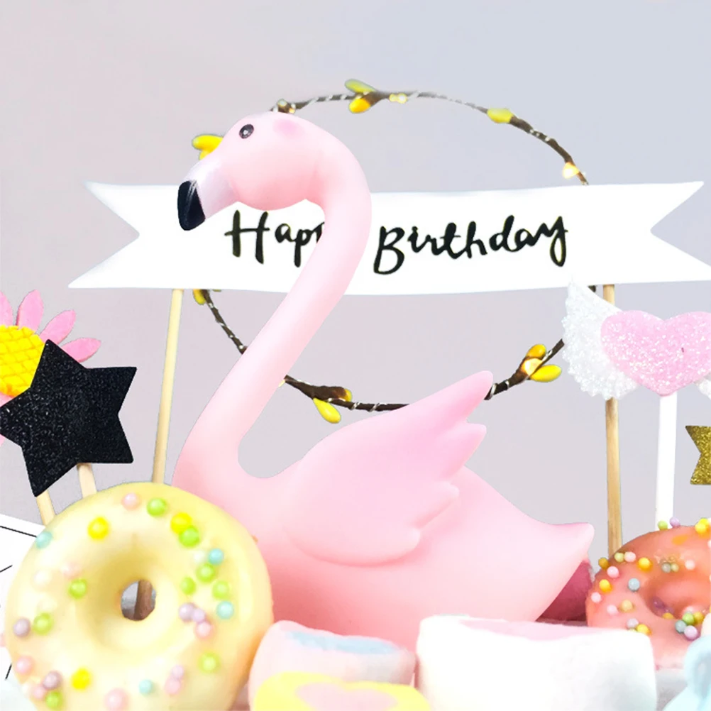 

Flamingo Cake Topper Pink Vivid Design for Wedding Birthday Shower Christmas and Anniversary Party Decoration
