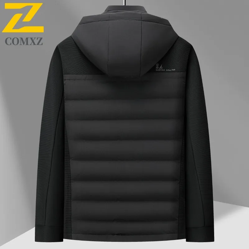 COMXZ Men's High-Quality Winter Jacket Versatile Solid Color Minimalist Travel Down Jacket Skiing Stylish Puffer Jacket Clothing