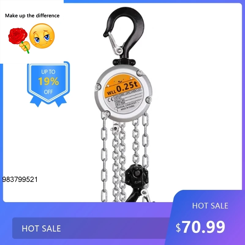 

1837 Mini Hand Chain Hoist Hook Mount 0.25/0.5 Ton Capacity 3 Meter Lift CE Certificate Portable Manual Lever Blo 914