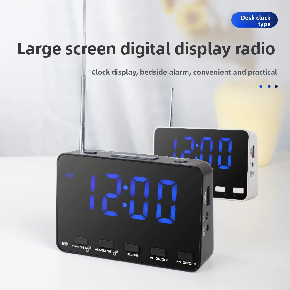 Large LED Display Alarm Full-Band AAA Battery&DC Power Supply Small Portable Radio Mini FM Pointer Pocket Radio