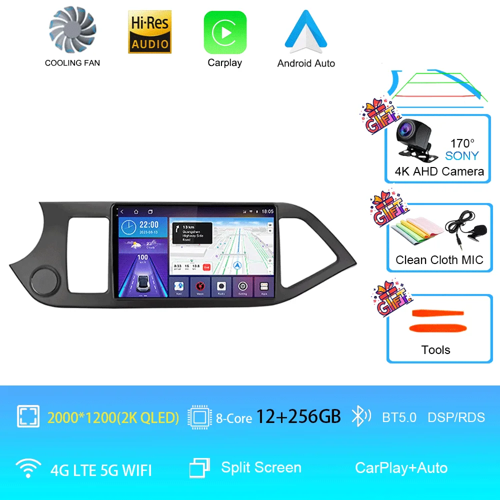 Android 16 Voor KIA PICANTO Ochtend 2011 2012 2013 2014 2015 2016 Carplay Auto Multimedia Autoradio Navigatie Speler WIFI + 4G DSP