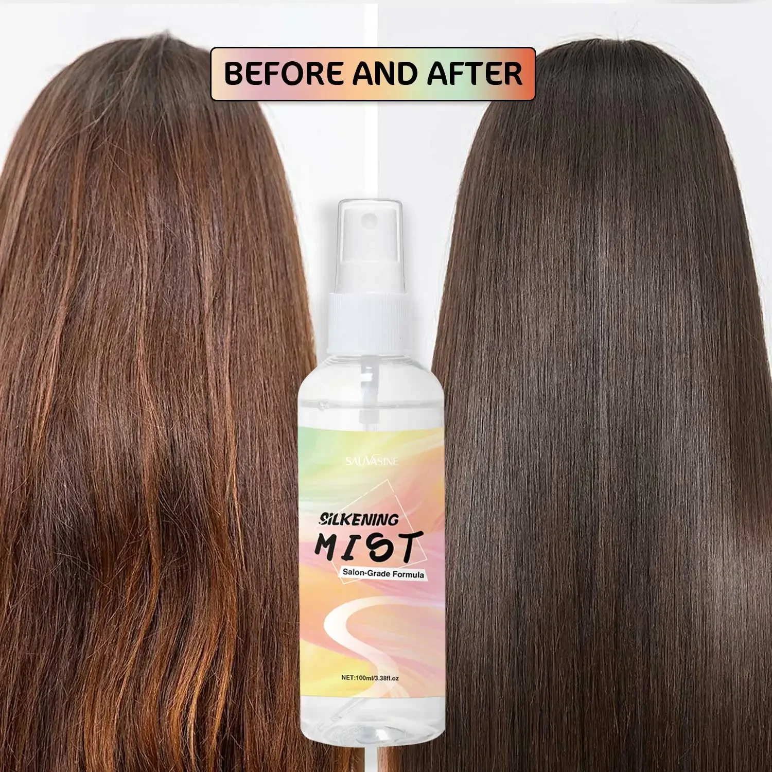 

Hair Silkening Shiny Mist for Smoothing Out Frizz Hair Unisex Fine-Mist Silkening and Glossing Spray for All Hair Types 100ML